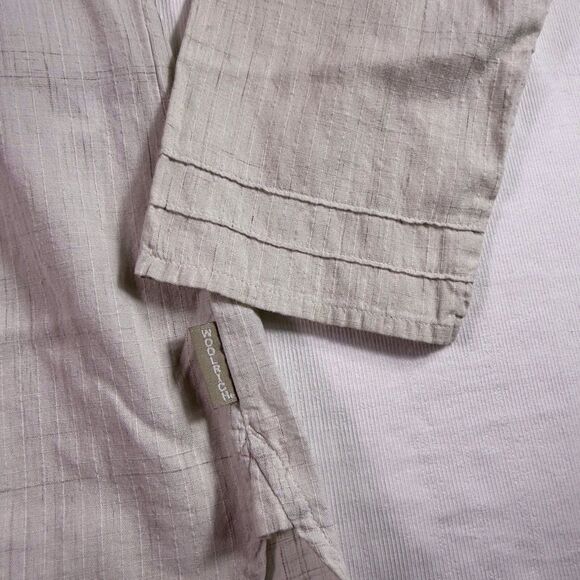 Woolrich Woman's Size S Long Sleeve Ivory Cotton Button Front Stitching - Picture 7 of 11